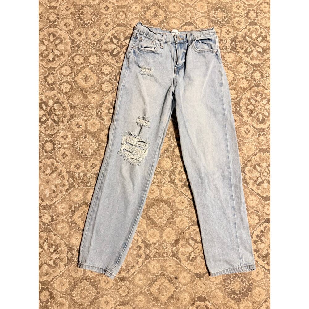 RSQ 90s Jeans Womens 12 High Rise Straight Leg Distressed Light Wash Denim